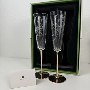 Kate Spade Lenox Belle‎ Boulevard Silver Plated Champage Flutes Set of 2